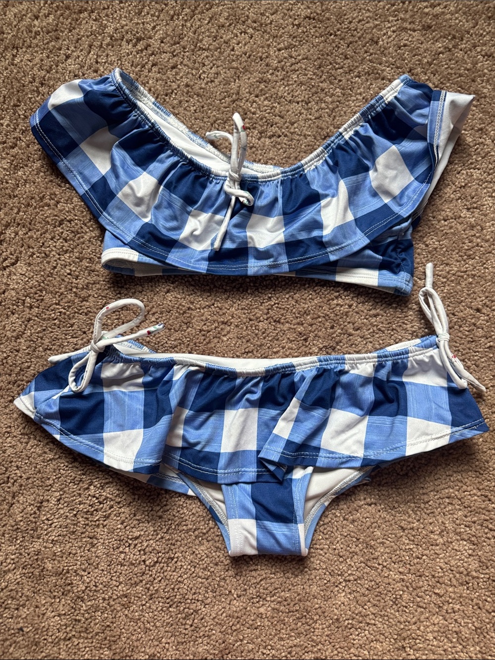 Well Dressed Wolf - Wildling - Girls Blue and White Gingham Ruffle Bikini
